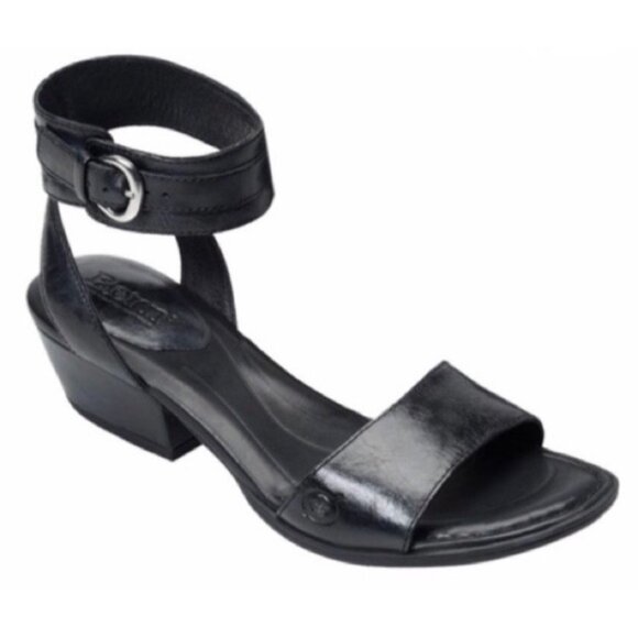 Born Womens Beyer Sandal Black Leather Ankle Strap Size 9 block heel comfort - Picture 1 of 13